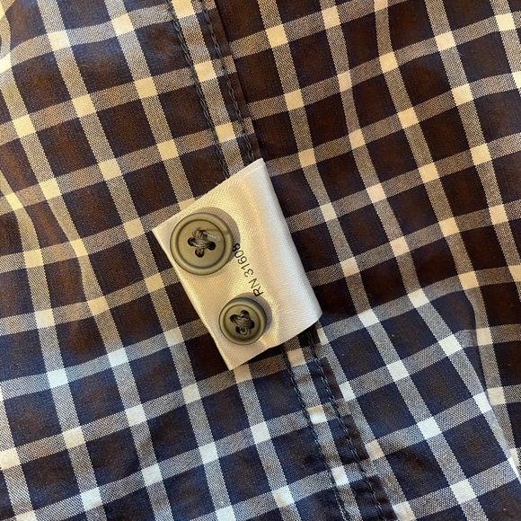 NWOT Jos. A Bank 1905 Navy Stretch Tailored Fit Checkered Button Down Large - Picture 6 of 7